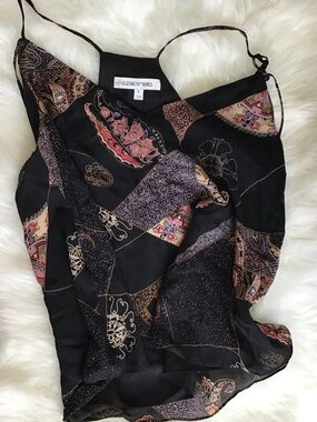Elizabeth and James Black Paisley Patchwork Silk Cami